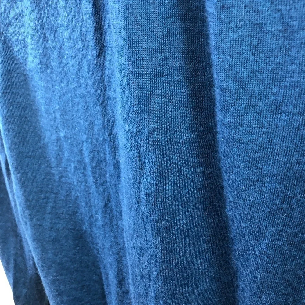 Loft Button Front Blue Cardigan Women's L Wool Blend Ruched Classic Feminine